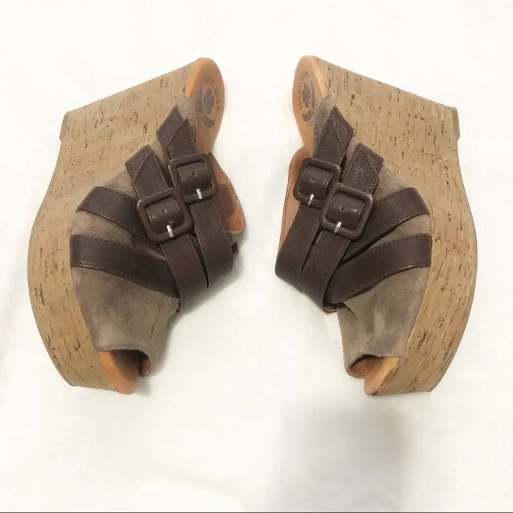 Lucky Brand Latrice brown buckle wedge sandal 9.5
